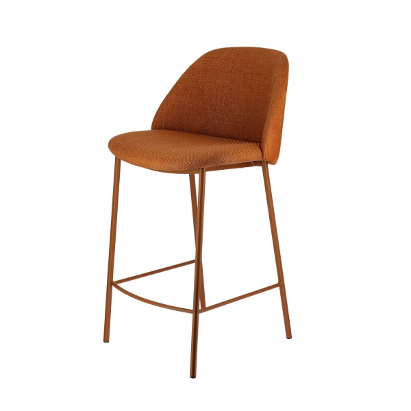 Tabouret haut orange en tissu avec pieds en métal - Soda - 11