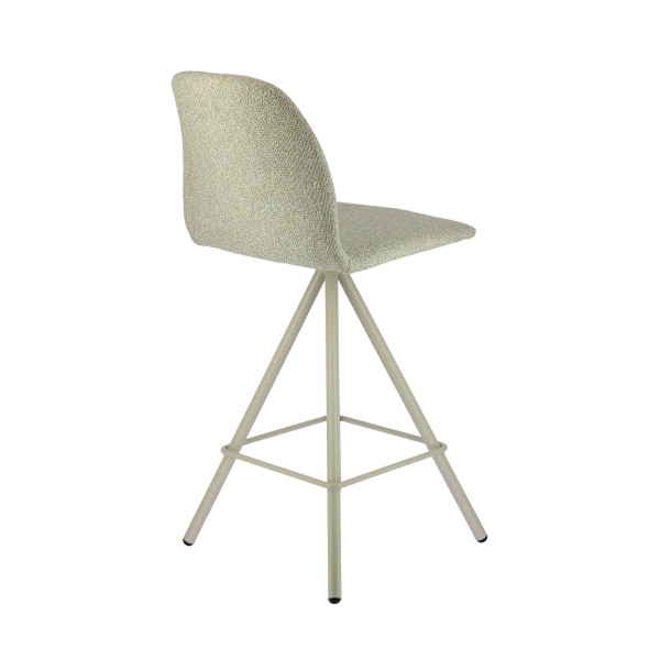 Tabouret haut tendance en tissu beige et pieds métal - Osaka - 5