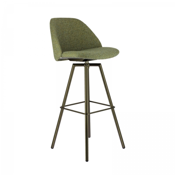 Tabouret haut pivotant en tissu vert et pieds métal - Swiftie - 3