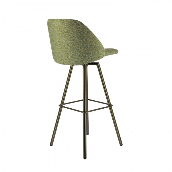 Tabouret de bar assise pivotante en tissu vert et pieds métal - Swiftie - 5