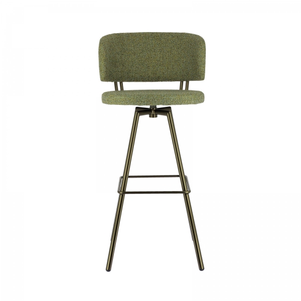 Tabouret haut moderne pivotant en tissu vert et pieds métal - Adagio - 2