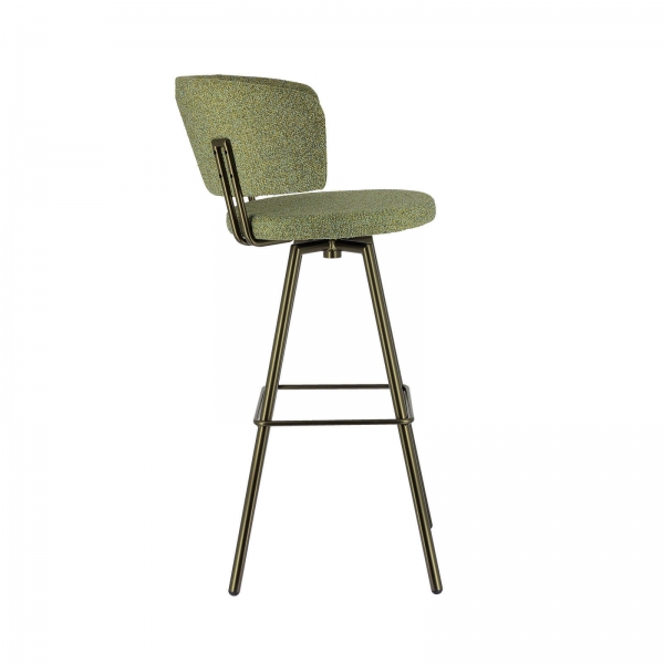 Tabouret de bar moderne pivotant en tissu vert et pieds métal - Adagio - 4