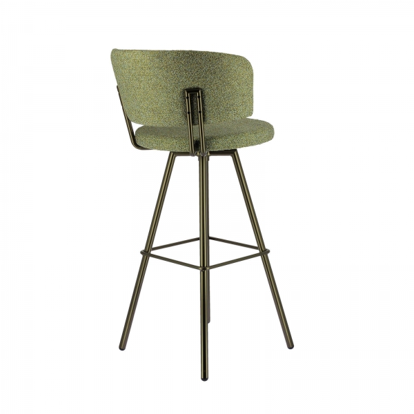 Tabouret de bar tendance pivotant en tissu vert et pieds métal - Adagio - 5