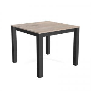 Table carrée industrielle en métal anthracite et en stratifié marbre noir conçue en Belgique - Verona