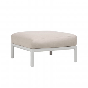 Pouf de jardin en polypropylène gris clair et tissu beige - Maximo