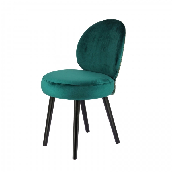 Chaise rembourrée en tissu bleu avec structure noire - Severus - 9