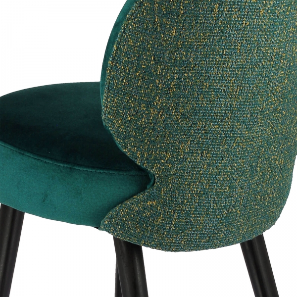 Chaise de salle à manger en tissu bleu avec piètement noir robuste - Severus - 10