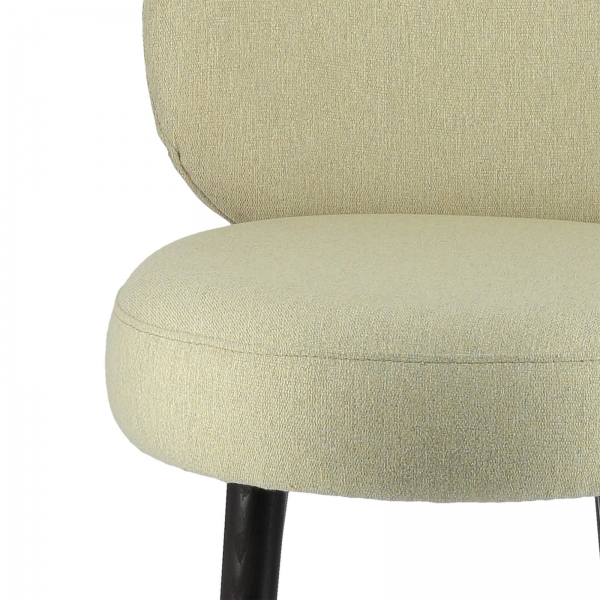 Chaise rembourrée en tissu blanc avec pieds noirs - Severus - 10