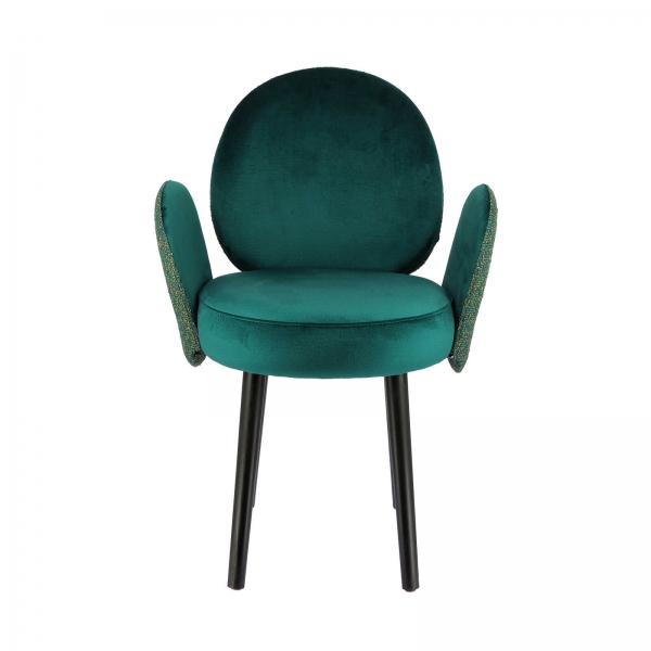 Fauteuil design avec assise en tissu bleu et structure noire - Severus - 2