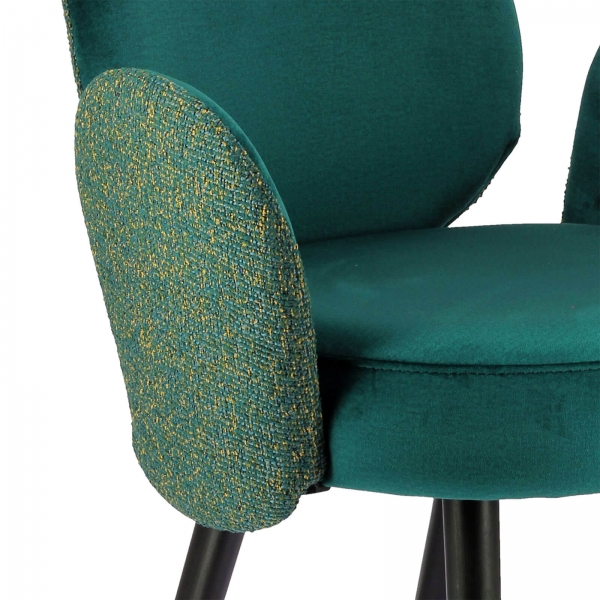 Fauteuil de salon en tissu bleu avec piètement noir robuste - Severus - 10