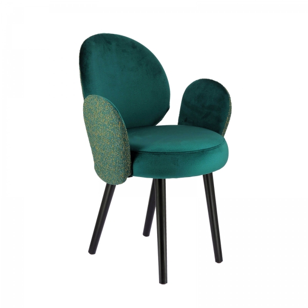 Fauteuil élégant en tissu bleu avec piètement noir - Severus - 3