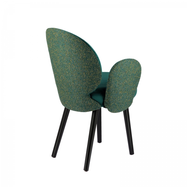 Fauteuil confortable en tissu bleu et base noire - Severus - 5