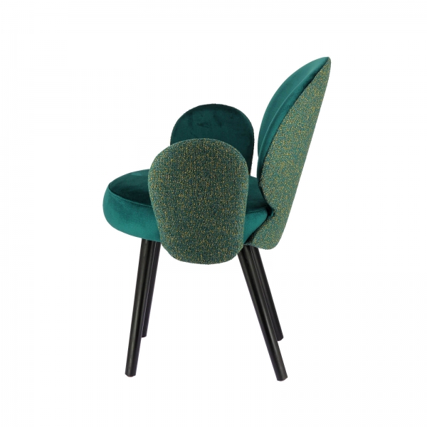 Fauteuil minimaliste en tissu bleu avec pieds noirs fins - Severus - 8