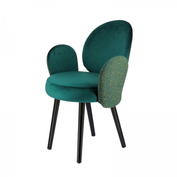 Fauteuil rembourré en tissu bleu avec structure noire - Severus - 9