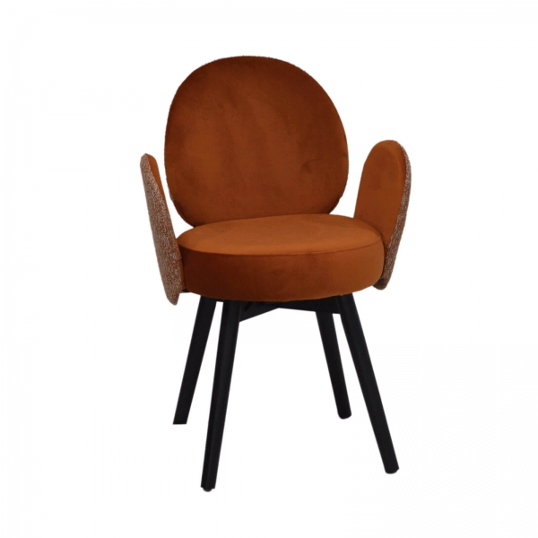 Fauteuil tendance en tissu marron avec pieds noirs élégants - Severus - 11
