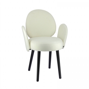 Fauteuil en tissu blanc avec pieds noirs - Severus