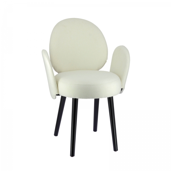 Fauteuil en tissu blanc avec pieds noirs - Severus - 1