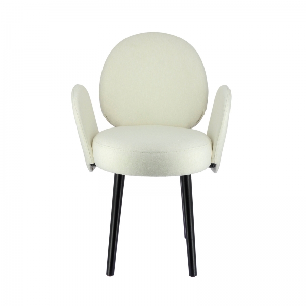 Fauteuil design avec assise en tissu blanc et structure noire - Severus - 2