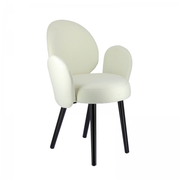 Fauteuil élégant en tissu blanc avec piètement noir - Severus - 3