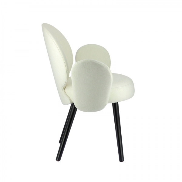 Fauteuil contemporain en tissu blanc avec pieds noirs - Severus - 4