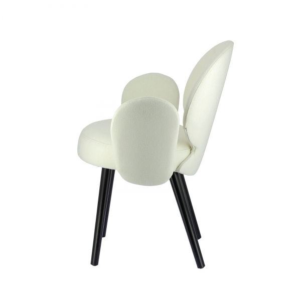 Fauteuil minimaliste en tissu blanc avec pieds noirs fins - Severus - 8