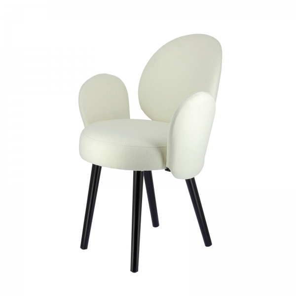 Fauteuil rembourré en tissu blanc avec structure noire - Severus - 9