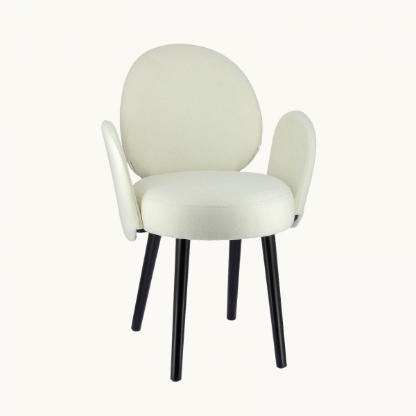 Fauteuil tendance en tissu blanc avec pieds noirs élégants - Severus - 13