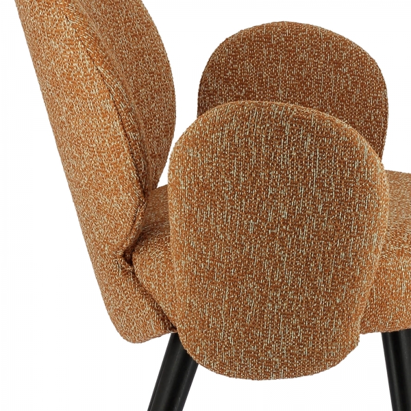 Fauteuil design avec assise en tissu marron et structure noire - Severus - 12