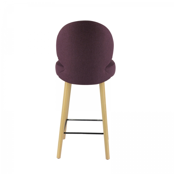 Tabouret rembourré en tissu violet avec structure beige - Severus - 9