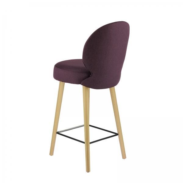 Tabouret confortable en tissu violet et base beige - Severus - 5
