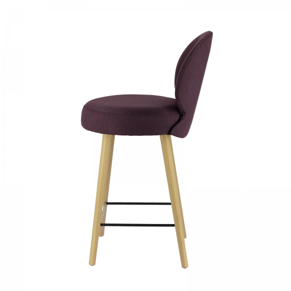 Tabouret moderne avec revêtement en tissu violet et pieds beiges - Severus - 6