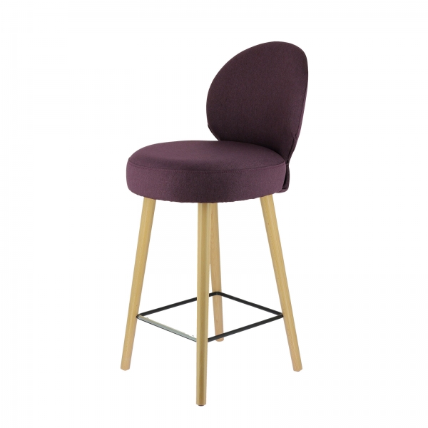 Tabouret d’intérieur en tissu violet avec piètement beige - Severus - 7