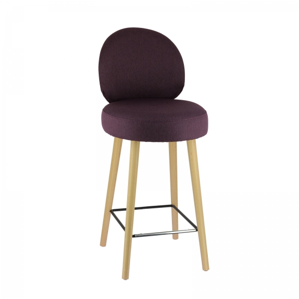 Tabouret en tissu violet avec pieds beiges - Severus - 1