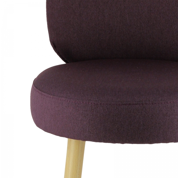 Tabouret de salon en tissu violet avec piètement beige robuste - Severus - 10