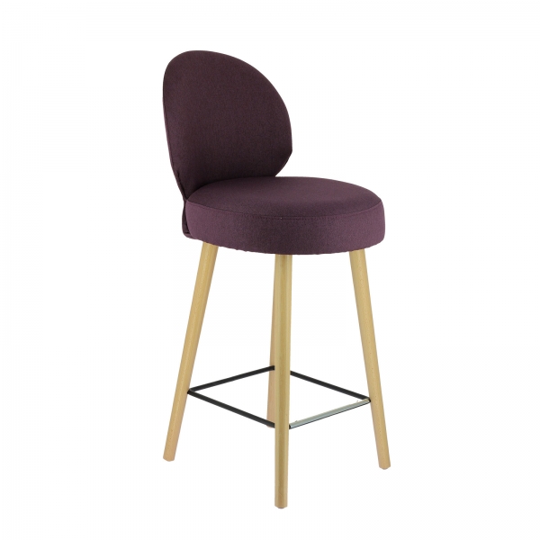 Tabouret élégant en tissu violet avec piètement beige - Severus - 3