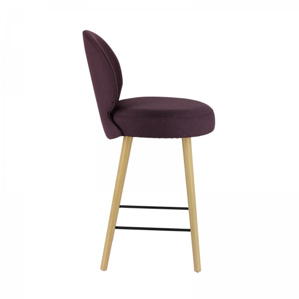 Tabouret contemporain en tissu violet avec pieds beiges - Severus - 4