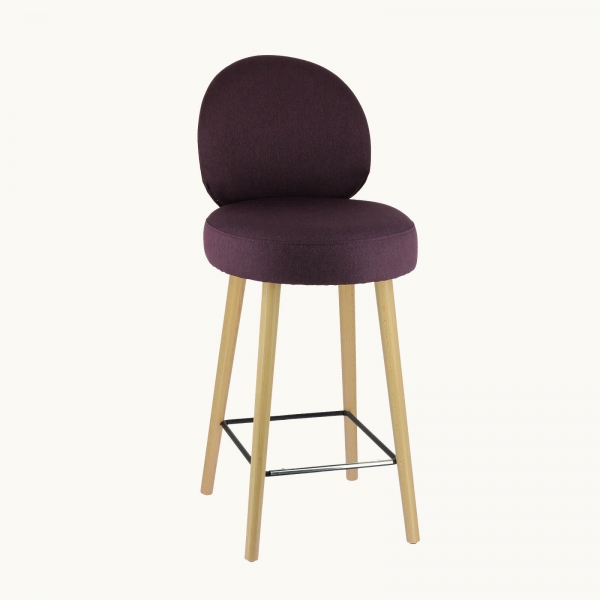 Tabouret tendance en tissu violet avec pieds beiges élégants - Severus - 11
