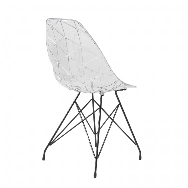 Chaise design transparente avec pieds eiffel noirs - Prisma - 5