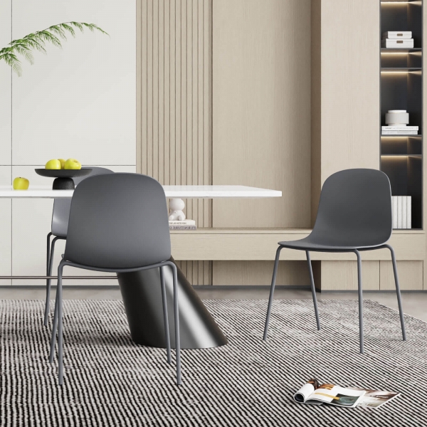 Chaise coque moderne empilable en polypropylène avec pieds en métal - Lily - 16