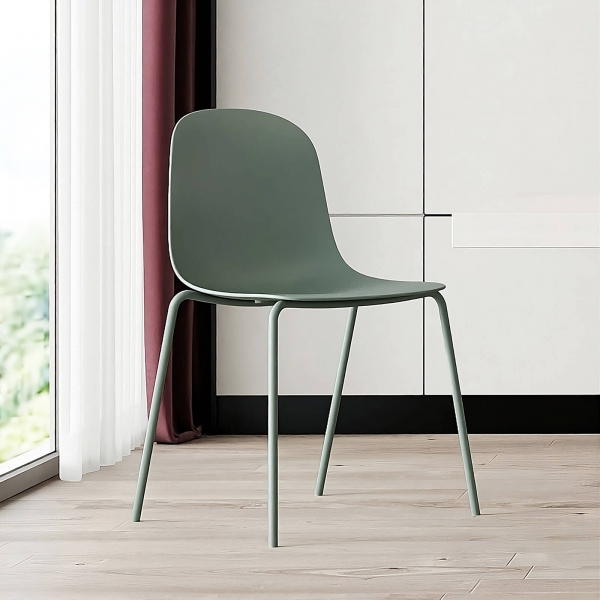 Chaise coque moderne en polypropylène avec pieds en métal - Lily - 1