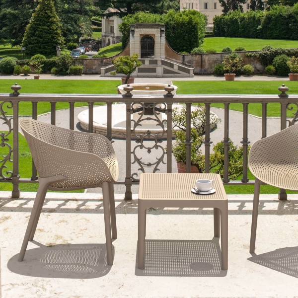 Fauteuil de jardin design en polypropylène beige - Sky - 13