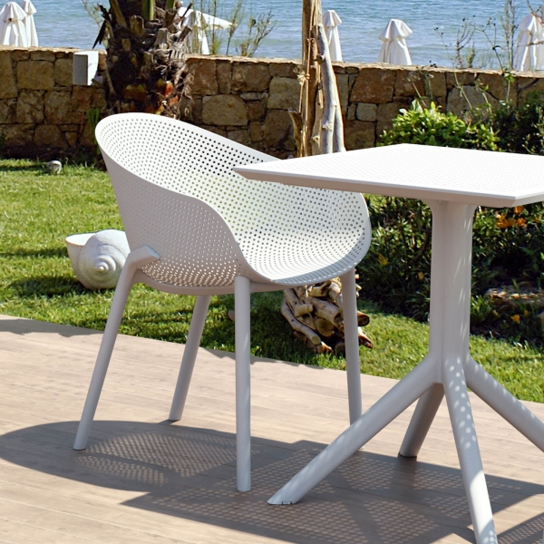 Fauteuil design pour jardin en plastique blanc - Sky - 1