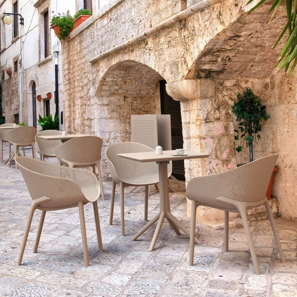 Fauteuil de jardin design en polypropylène taupe - Sky - 15