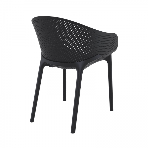Fauteuil moderne en plastique noir - Sky - 7