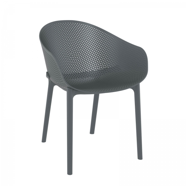 Fauteuil design en polypropylène gris - 8
