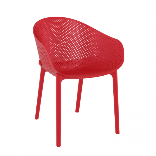 Fauteuil moderne en polypropylène rouge - Sky - 9