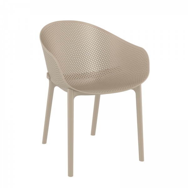 Fauteuil moderne en polypropylène taupe - Sky - 2