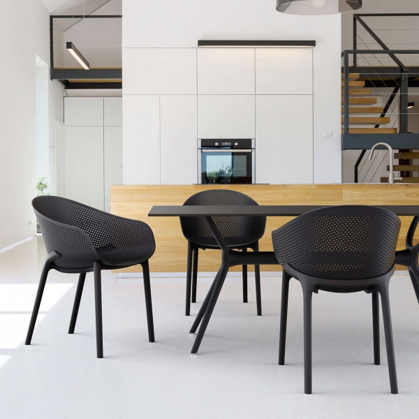 Fauteuil moderne en plastique noir - Sky - 13