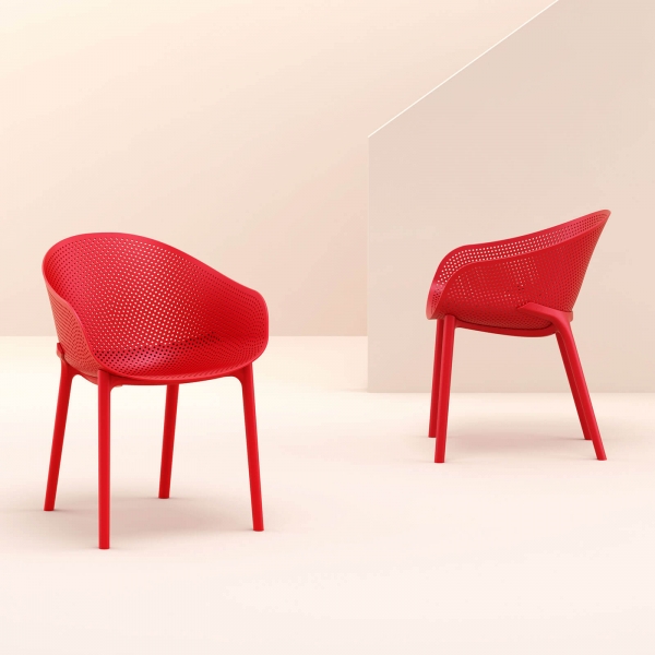 Fauteuil moderne en polypropylène rouge - Sky - 14