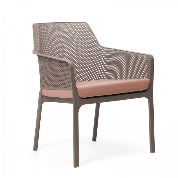 Fauteuil de jardin bas taupe moderne en polypropylène - Net - 11